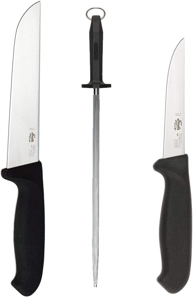 12669 Morakniv Butcher Stainless Kit Black 2 Knives + Sharpening Steel