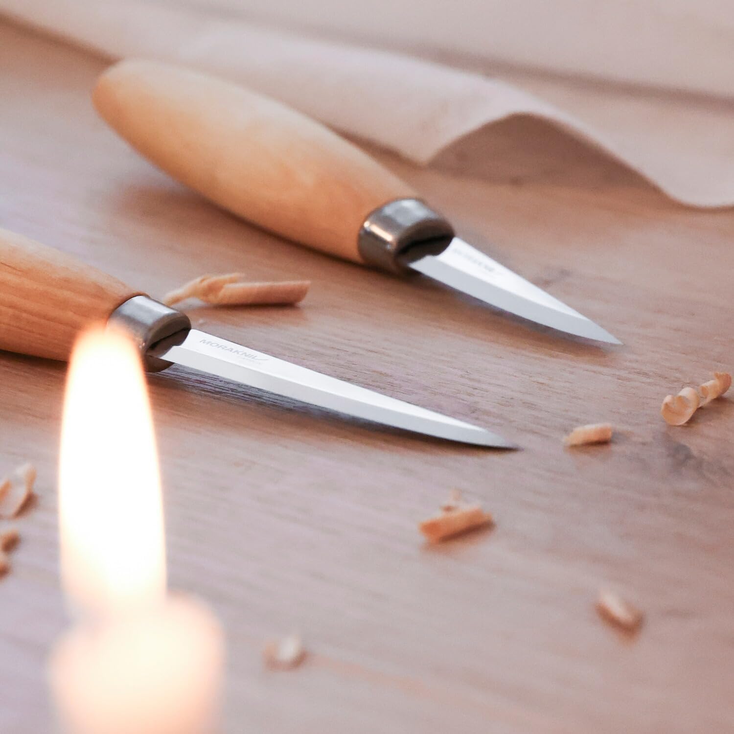 Morakniv 106 Karbonstahl Holzschnitzmesser mit Scheide, 8,25 cm M-14027, Holz, Grau — Ansicht 5
