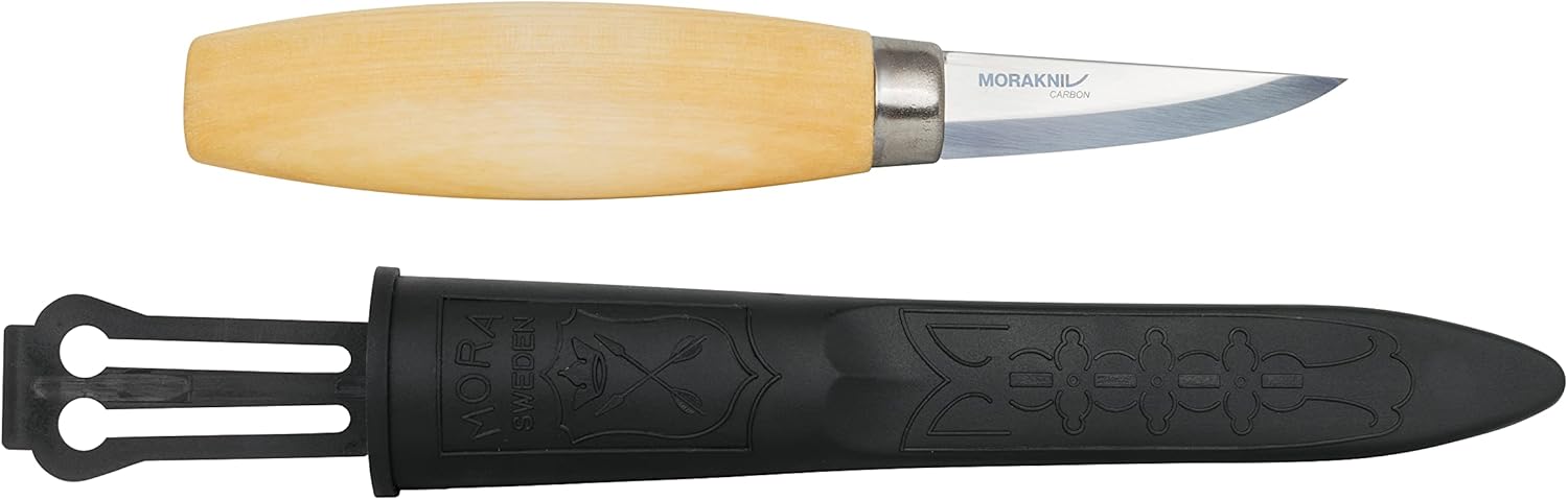 Morakniv 120 Carbonstahl Holzschnitzmesser mit Scheide, 6,1 cm