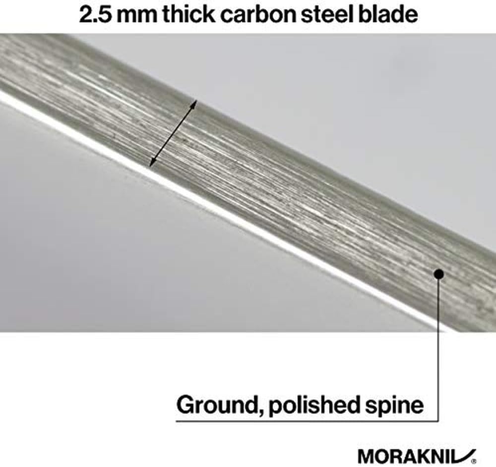 Morakniv Classic 2F mit Fingerschutz, 10,5 cm Carbonstahlklinge, rotbraunem Birkenholzgriff, Polymerscheide mit Lederschlaufe — Ansicht 5