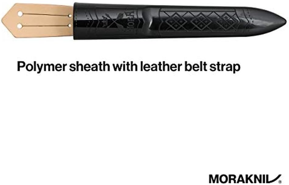 Morakniv Classic 2F mit Fingerschutz, 10,5 cm Carbonstahlklinge, rotbraunem Birkenholzgriff, Polymerscheide mit Lederschlaufe — Ansicht 6