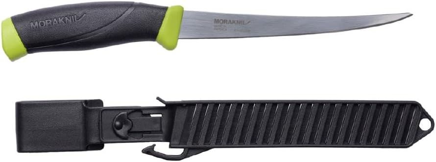 Morakniv Companion Fischfiletiermesser aus Edelstahl mit Scheide, schwarz/gelb, 15.5 cm