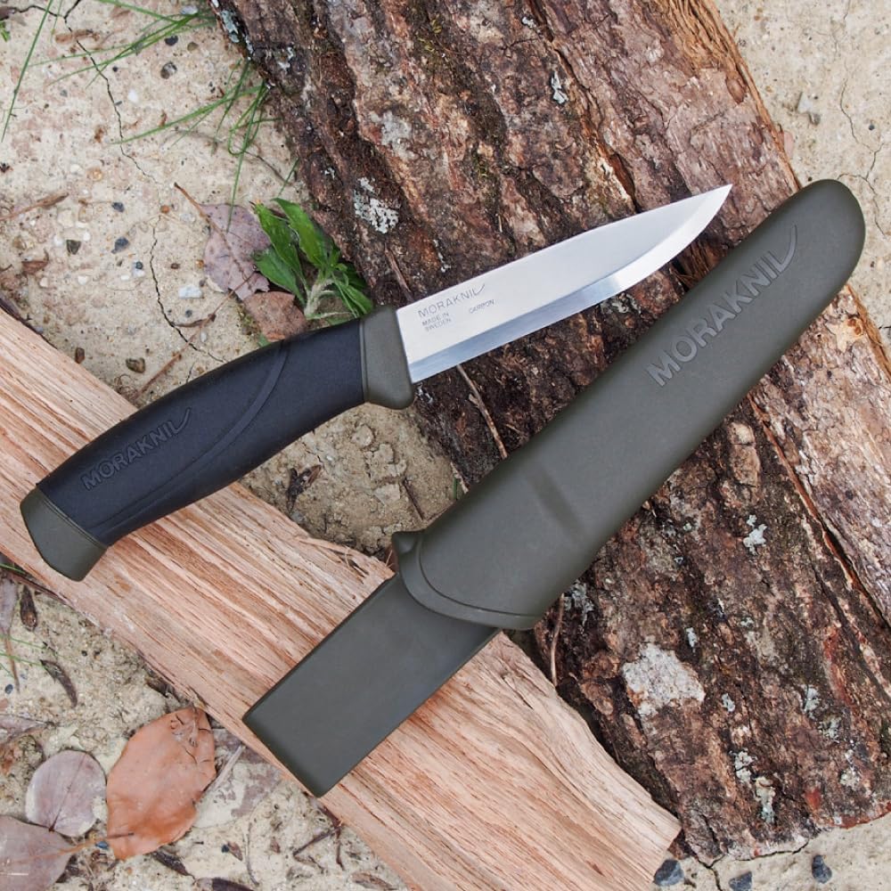 Morakniv Companion Karbonstahlmesser mit fester Klinge, 10,4 cm, Militärgrün — Ansicht 3
