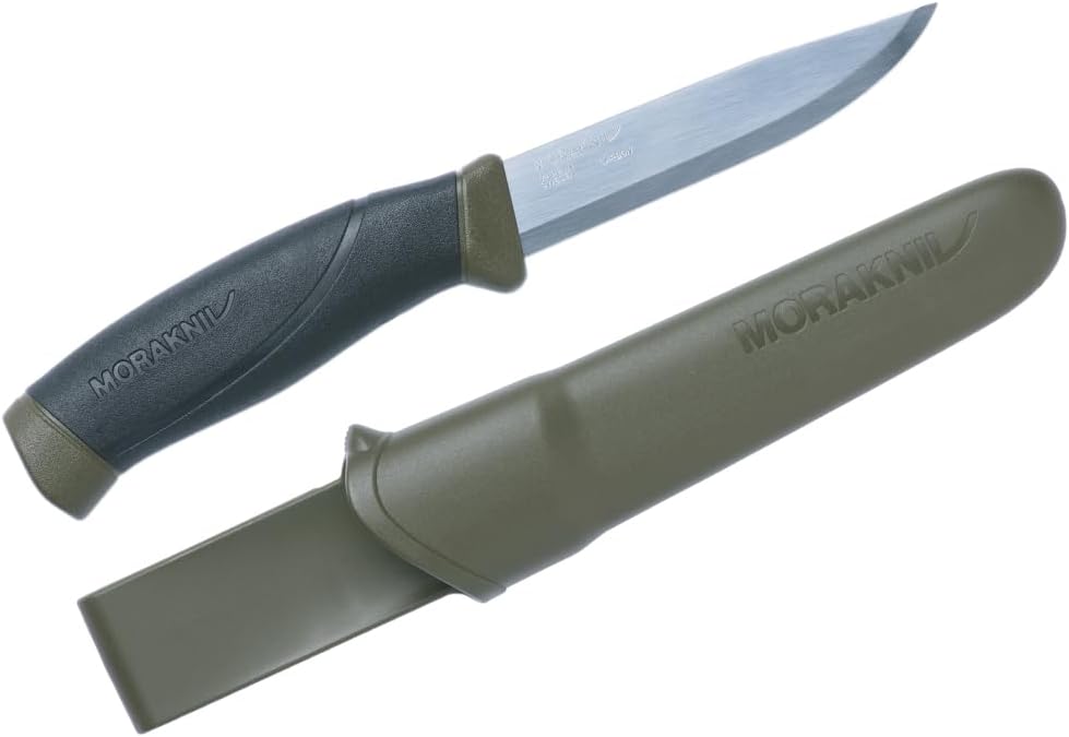 Morakniv Companion Karbonstahlmesser mit fester Klinge, 10,4 cm, Militärgrün