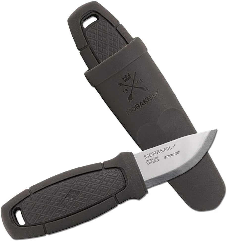 Morakniv Eldris Light Duty Messer Dark Grey mit 5,4 cm Langer Edelstahlklinge aus 12C27 Sandvik-Stahl mit rutschfestem TPE-Griff und Einer Polymerscheide — Ansicht 2