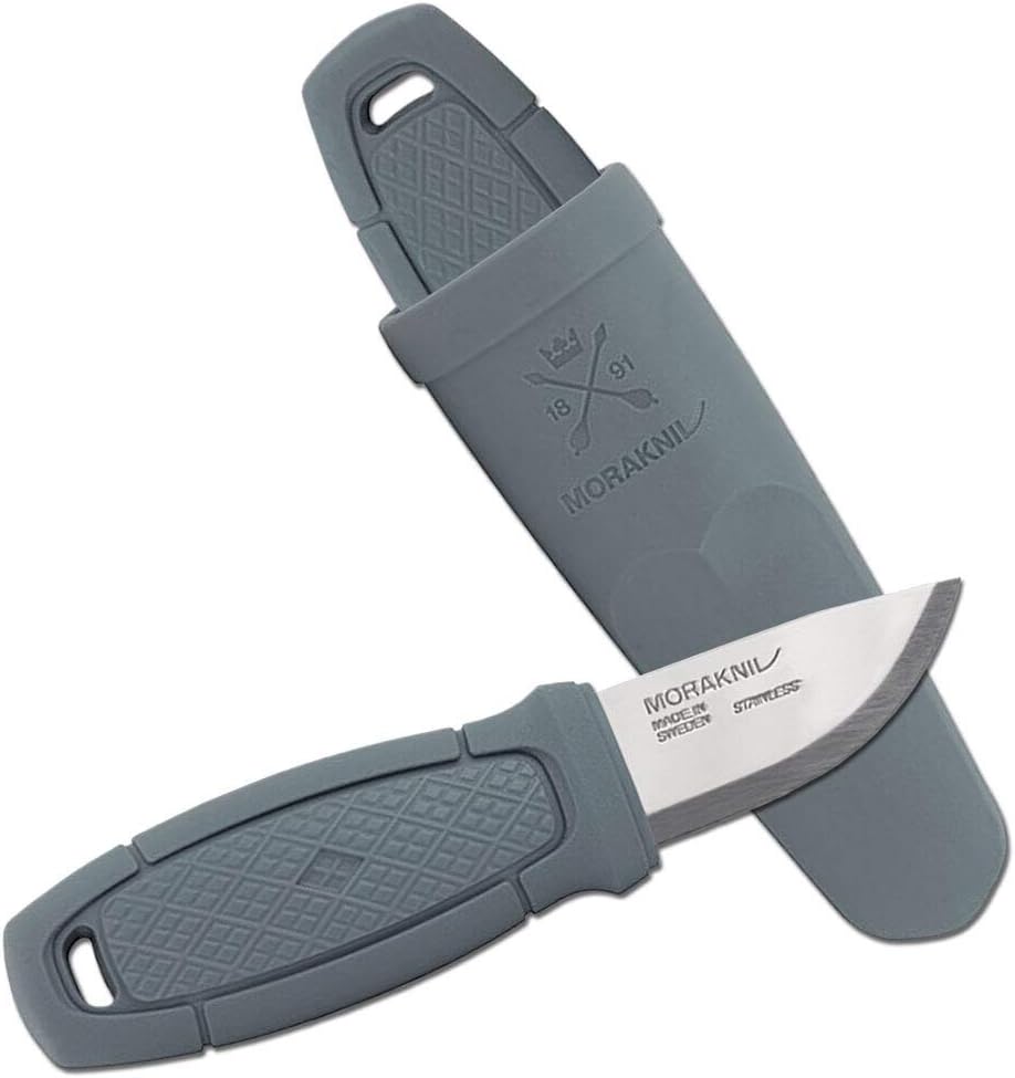 Morakniv Eldris Light Duty Messer Dusty Blue mit 5,4 cm Langer Edelstahlklinge aus 12C27 Sandvik-Stahl und rutschfestem TPE-Griff mit Einer Polymerscheide — Ansicht 2