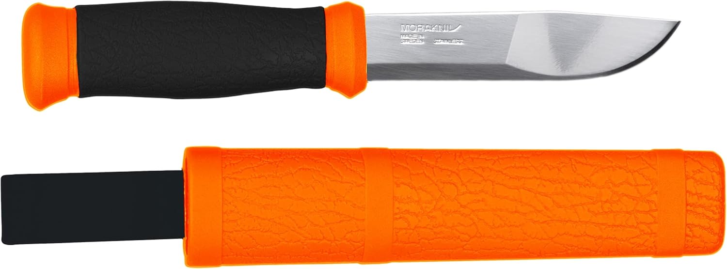 Morakniv Gürtelmesser 2000 Orange, rostfreier Stahl, orange/schwarzer Kunststoff-Griff, Kunststoff-Scheide — Ansicht 2