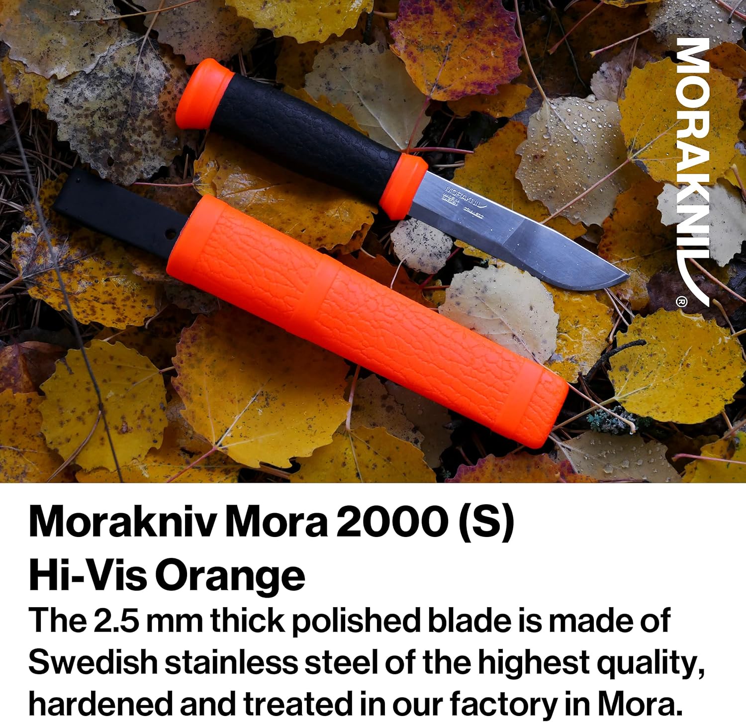 Morakniv Gürtelmesser 2000 Orange, rostfreier Stahl, orange/schwarzer Kunststoff-Griff, Kunststoff-Scheide — Ansicht 5
