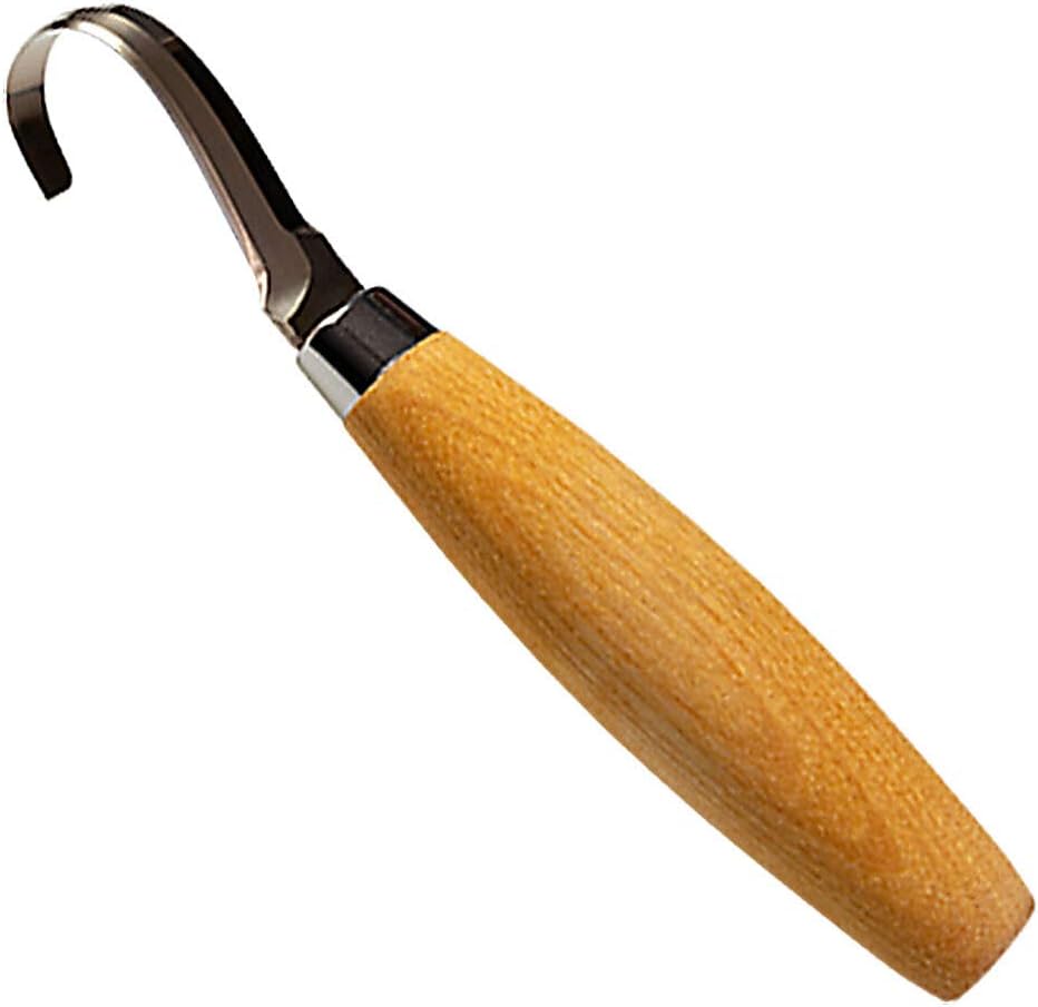 Morakniv Hook Knife 164 Left |13444| Schälmesser, Edelstahl, Schnitzmesser, Griff: Birken Holz, scharfes Messer für Baster, Dekoration,Kunst, Handwerk, manche : bouleau naturel, lame : 52mm — Ansicht 2