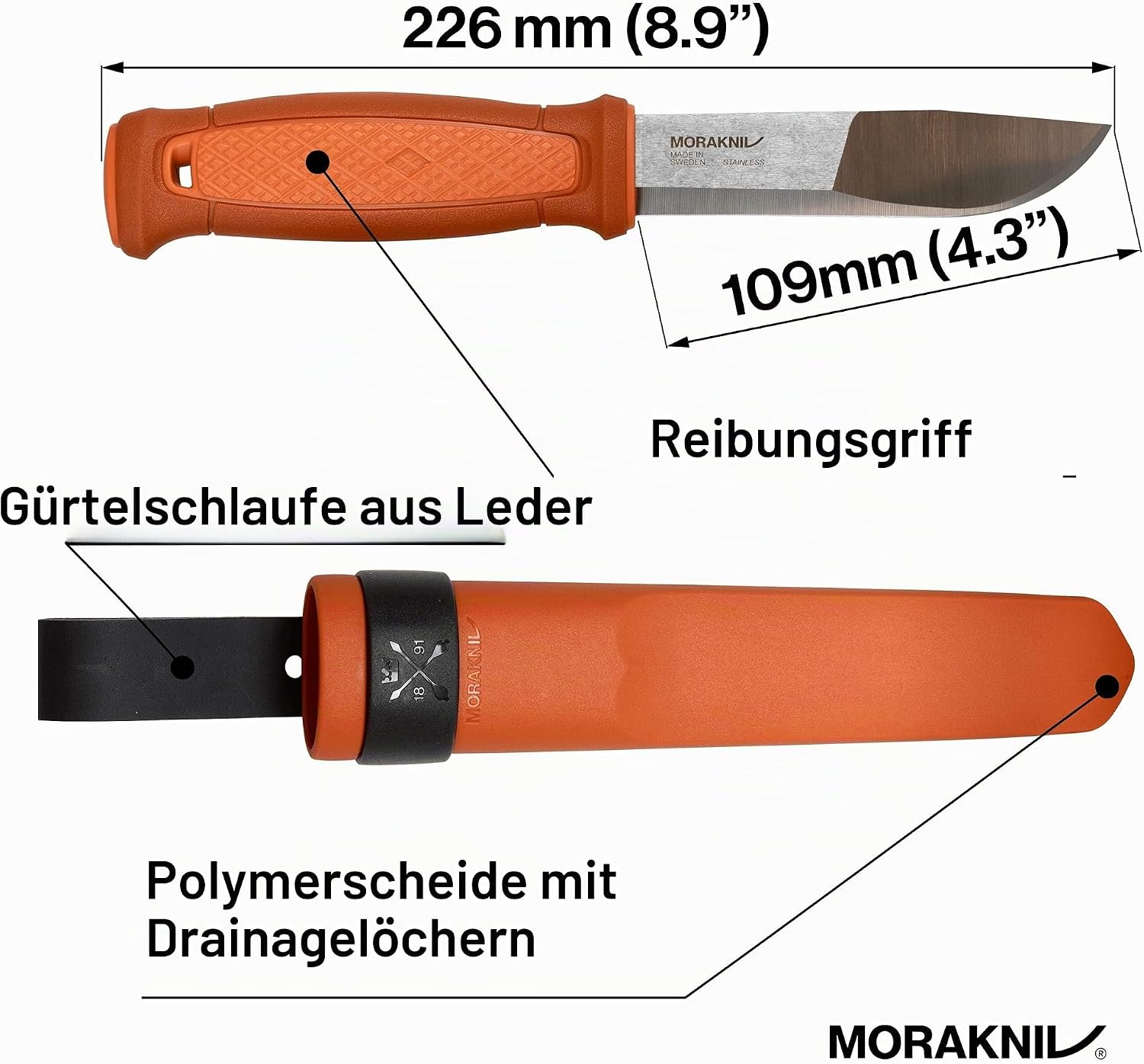 Morakniv Kansbol Gürtelmesser in Burnt orange aus rostfreiem 12C27 Stahl mit Multi-Mount-Kit — Ansicht 3
