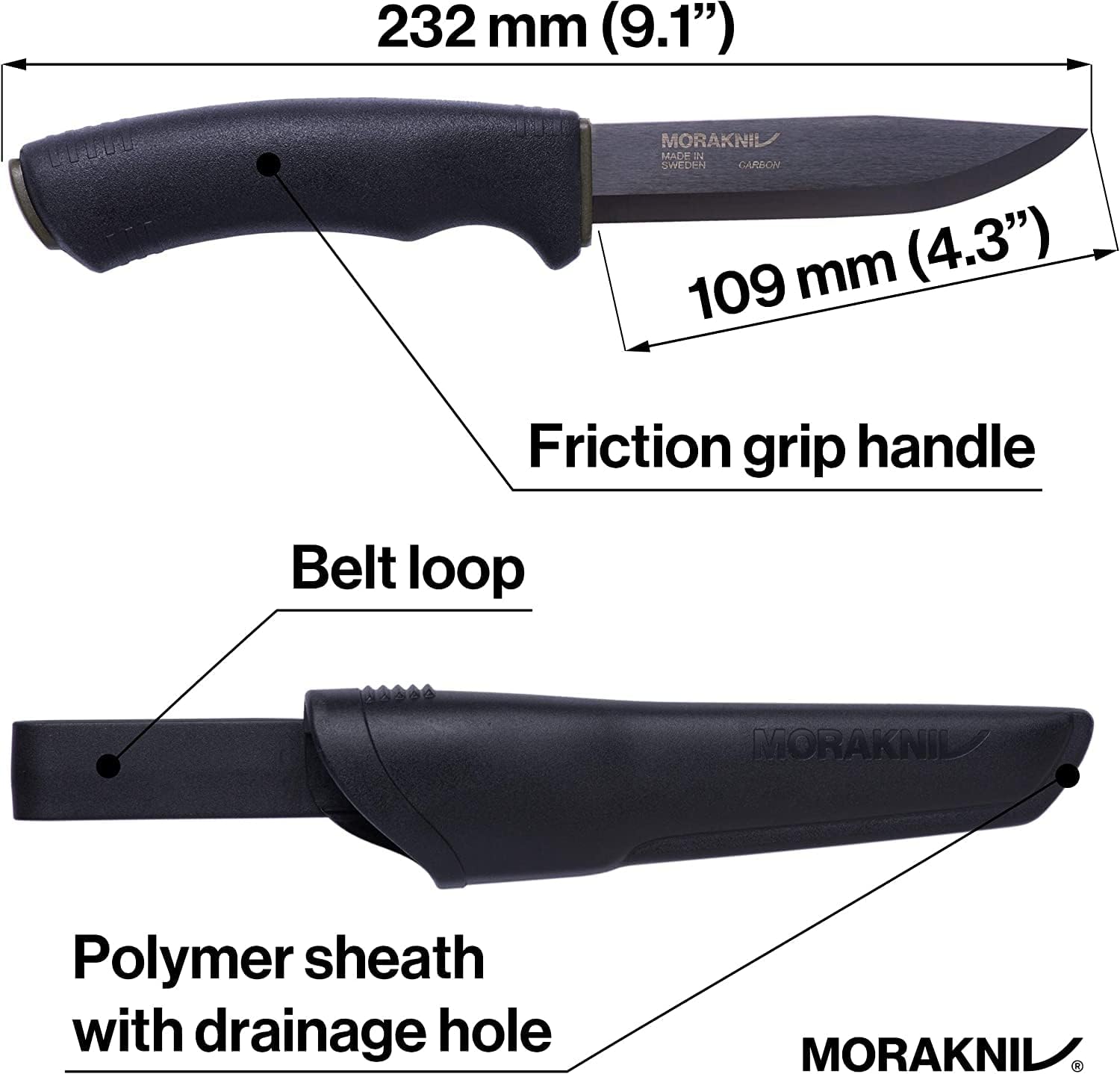 Morakniv M-12490 Outdoormesser Bushcraft Schwarz Campingmesser, 10.8cm — Ansicht 6