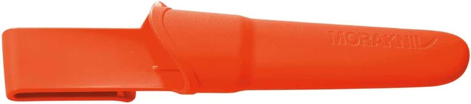 Morakniv Messer - Companion - rostfreier Sandvik Stahl 12C27 - zweifarbiger Griff - neonfarbene Scheide mit Gürtelclip, 134510 — Ansicht 4