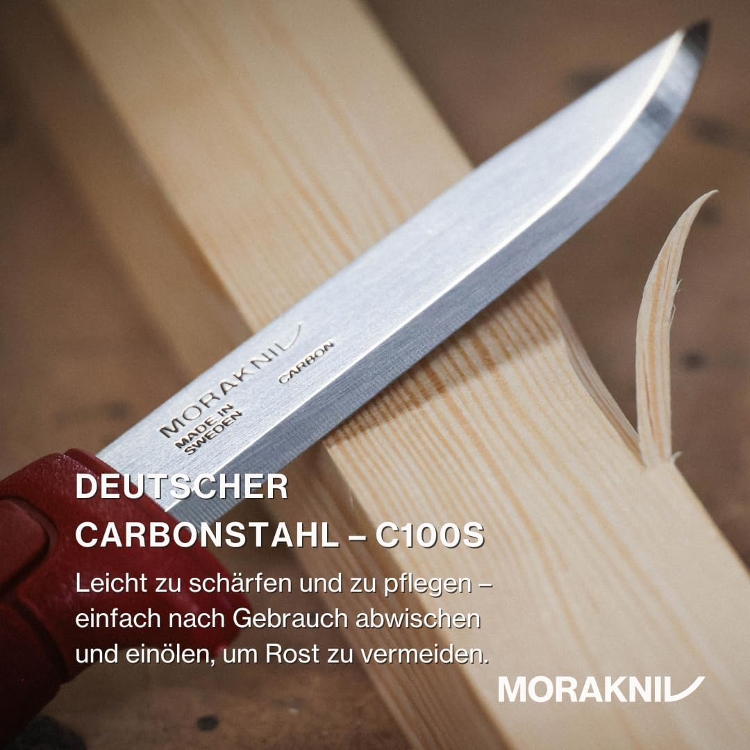 Morakniv Messer mit Scheide für Handwerker - 2-Pack Rot - Basic 511 C - Mora Messer Feststehende Klinge aus Kohlenstoffstahl - 2,0 mm - Hergestellt in Schweden - Outdoormesser feststehend — Ansicht 4