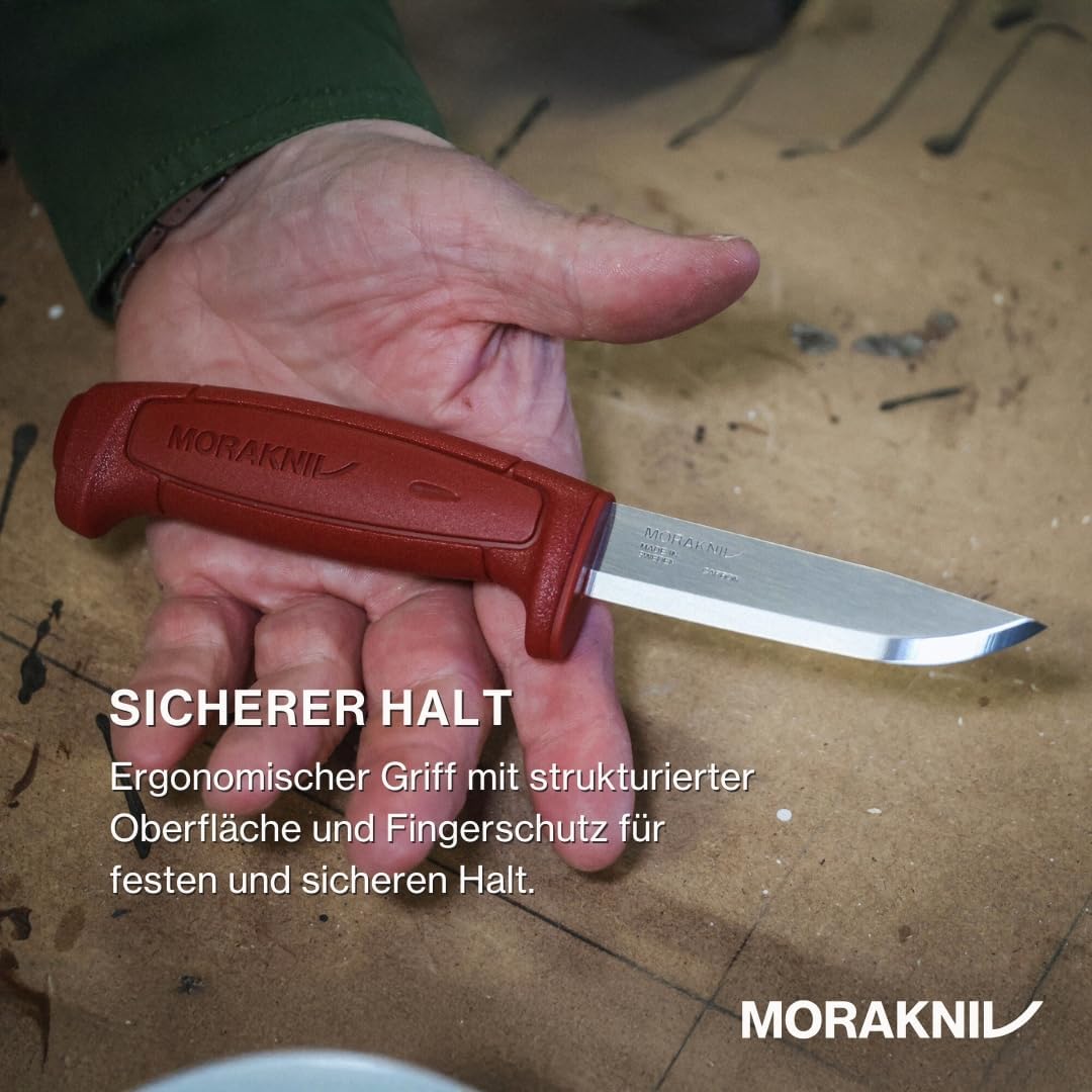 Morakniv Messer mit Scheide für Handwerker - 2-Pack Rot - Basic 511 C - Mora Messer Feststehende Klinge aus Kohlenstoffstahl - 2,0 mm - Hergestellt in Schweden - Outdoormesser feststehend — Ansicht 5