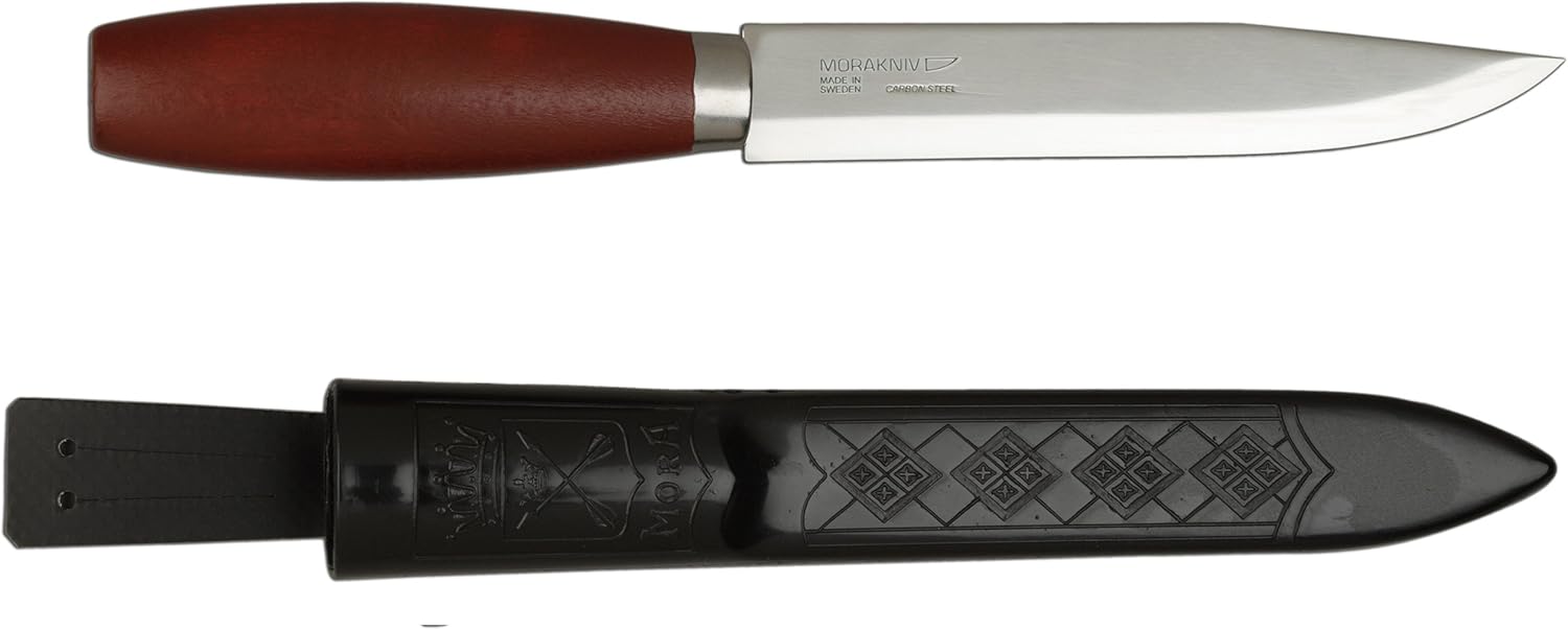 Morakniv Mod.3 Classic Carbon-Messer, fest, Unisex, Erwachsene, roter Birkengriff, Manche bouleau teinté Rouge