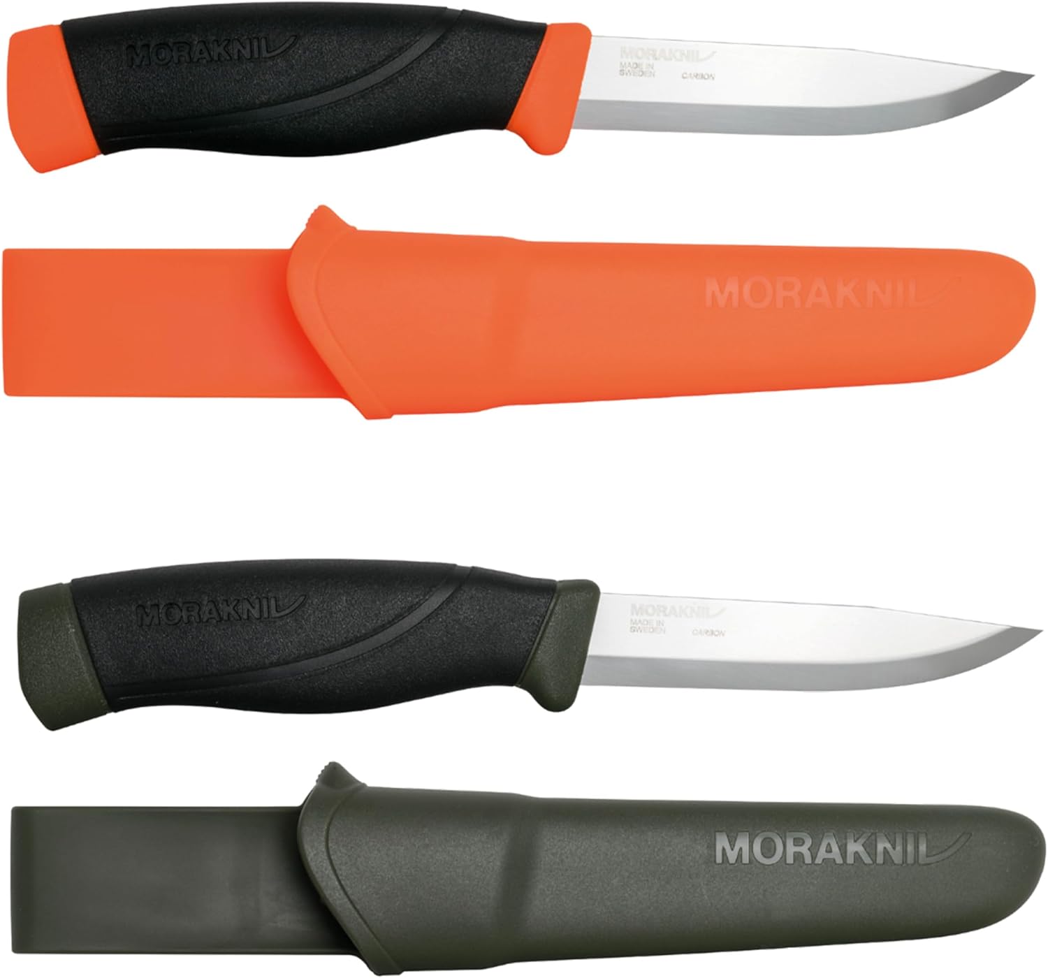 Morakniv Outdoor Messer mit Scheide - 2-Pack Grün/Orange - Mora Companion HeavyDuty C - 3,2 mm - Jagdmesser Feststehende Klinge aus Kohlenstoffstahl - Hergestellt in Schweden - Survival Messer