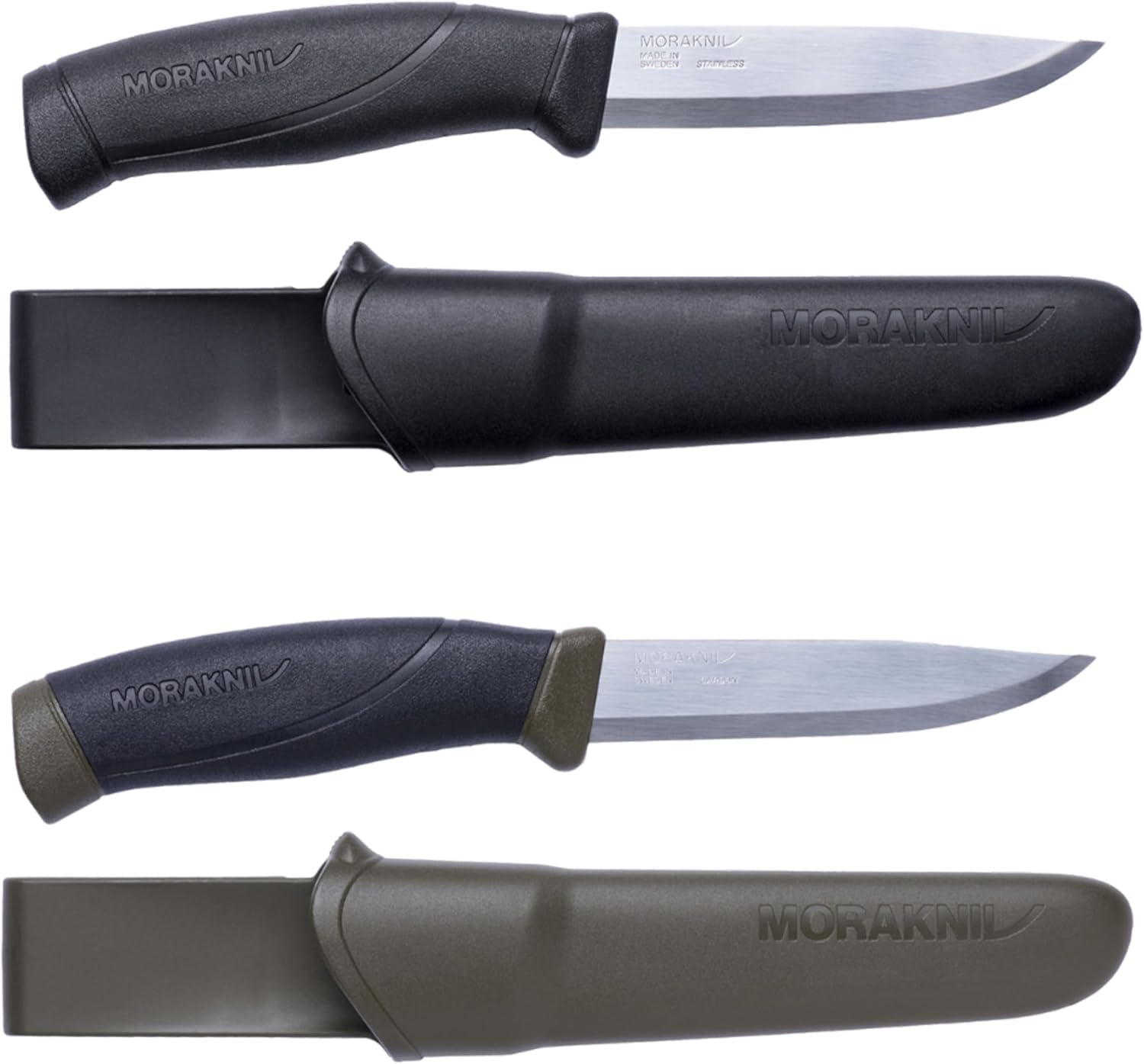 Morakniv Outdoor Messer mit Scheide - Mora Companion S - 2-Pack - Jagdmesser Feststehende Klinge aus Edelstahl - 2,5 mm - Hergestellt in Schweden - Survival Messer für Camping & Jagd