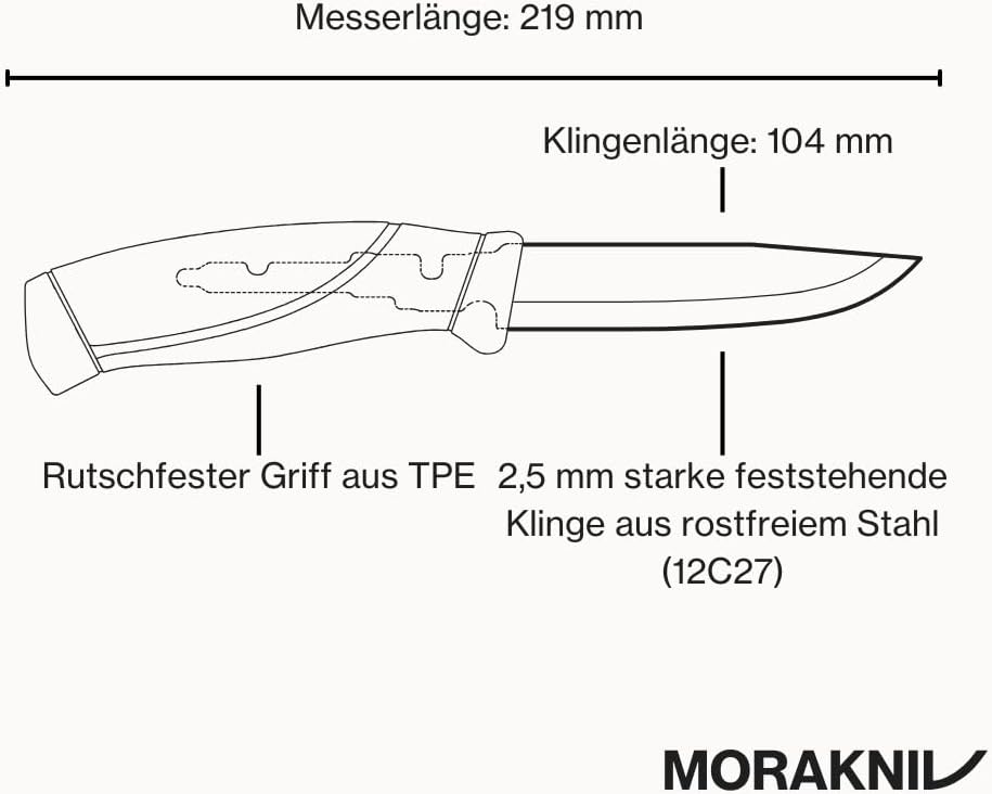 Morakniv Outdoor Messer mit Scheide - Mora Companion S - 2-Pack - Jagdmesser Feststehende Klinge aus Edelstahl - 2,5 mm - Hergestellt in Schweden - Survival Messer für Camping & Jagd — Ansicht 6