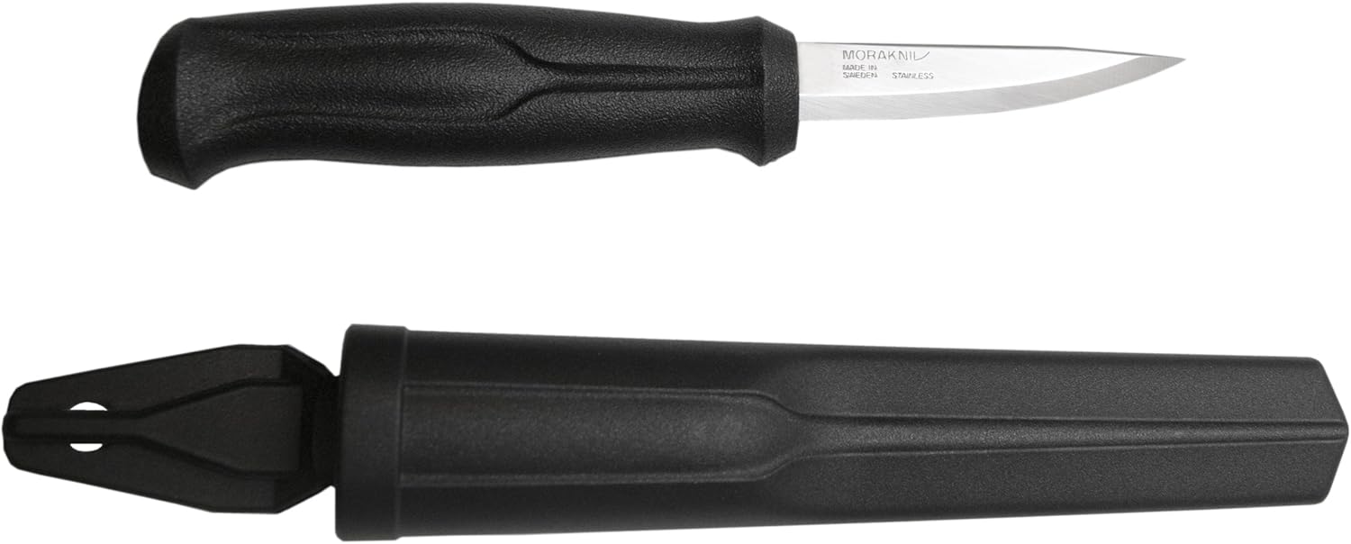 Morakniv Wood Carving Basic, Holz- und Kerbschnitzmesser aus Edelstahl, M-12658, Schwarz