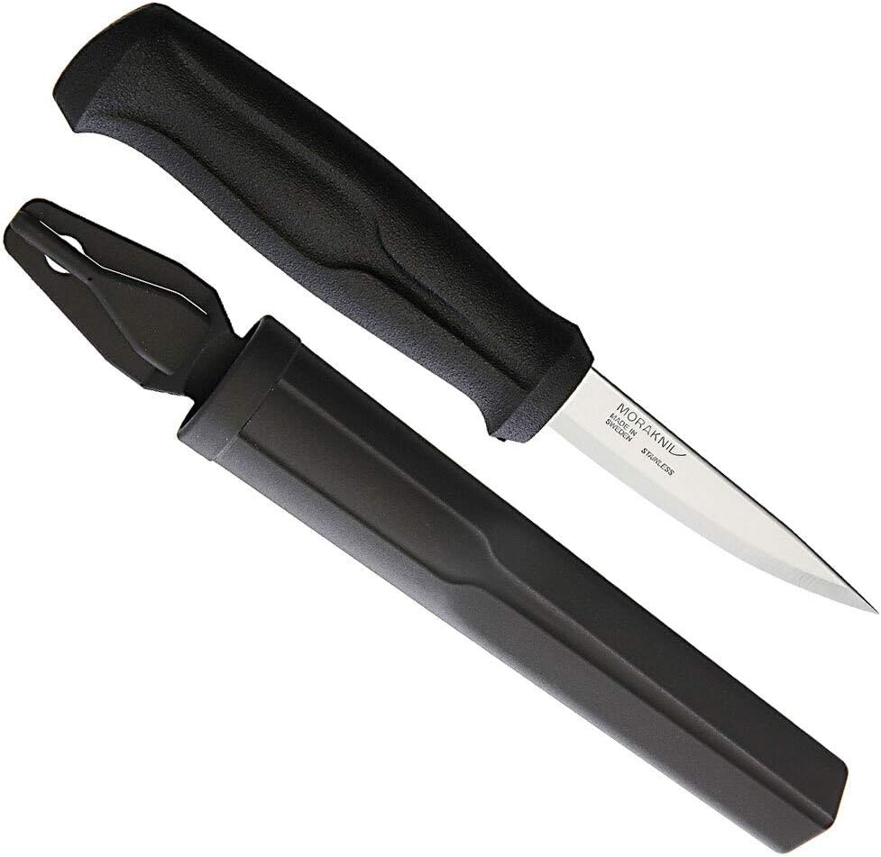 Morakniv Wood Carving Basic, Holz- und Kerbschnitzmesser aus Edelstahl, M-12658, Schwarz — Ansicht 2